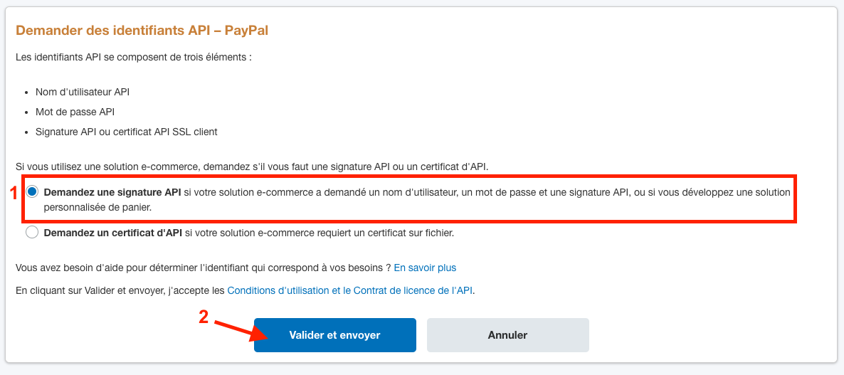 Facturation Paiement en Ligne PayPal Paramétrage Signature API