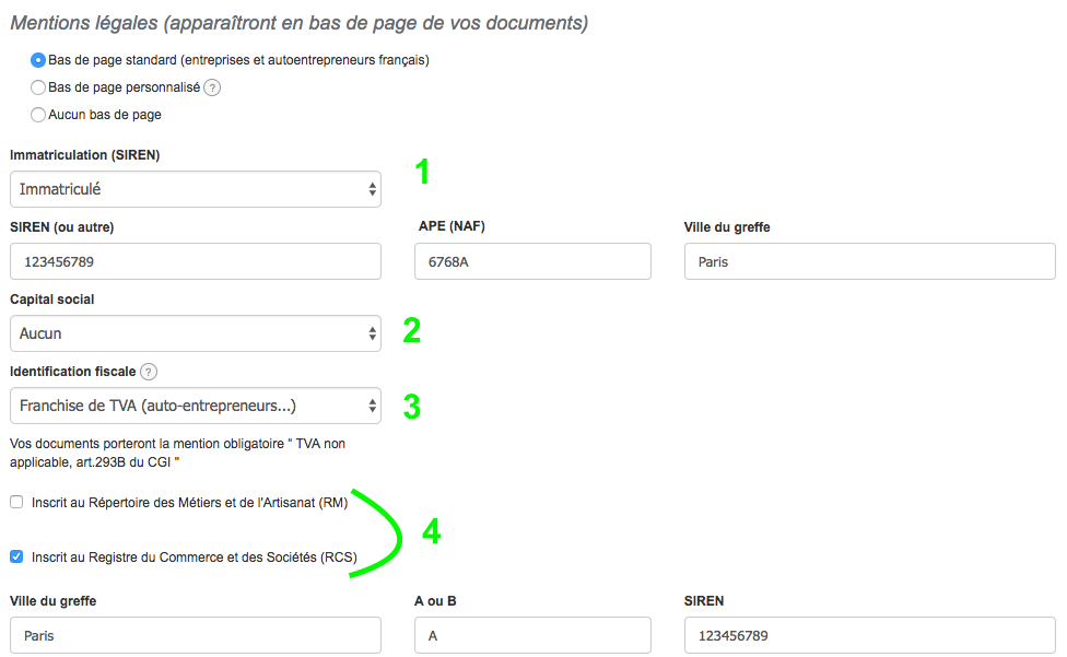 Mentions Légales Autoentrepreneur Sans TVA VosFactures HT Factures Solution Adapté