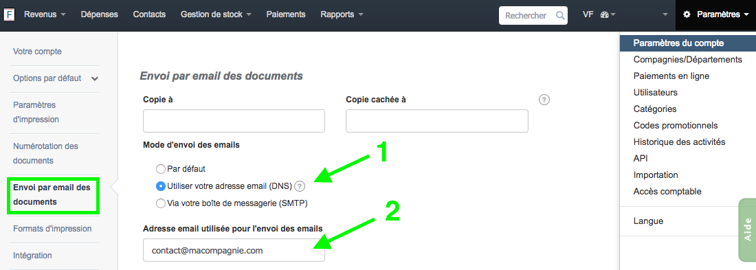 envoyer en ligne avec votre propre adresse