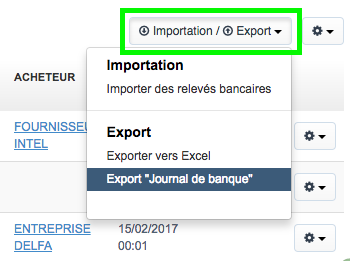 Facturation Journal de Banque Paiement Règlement Export Exporter