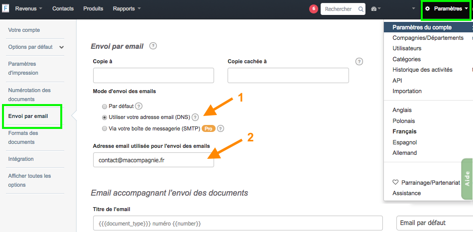 envoyer en ligne avec votre propre adresse